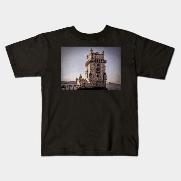 Queuing For The Belém Tower Lisbon Kids T-Shirt by IanWL